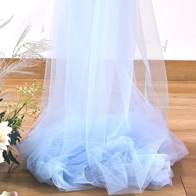 Baby Blue Sheer Backdrop Curtains for Baby Shower Boys Birthday Party Wedding 2 Panels 5 ft X 10 ft Baby Blue Tulle Backdrop Curtains for Party Photoshoot Background Decorations