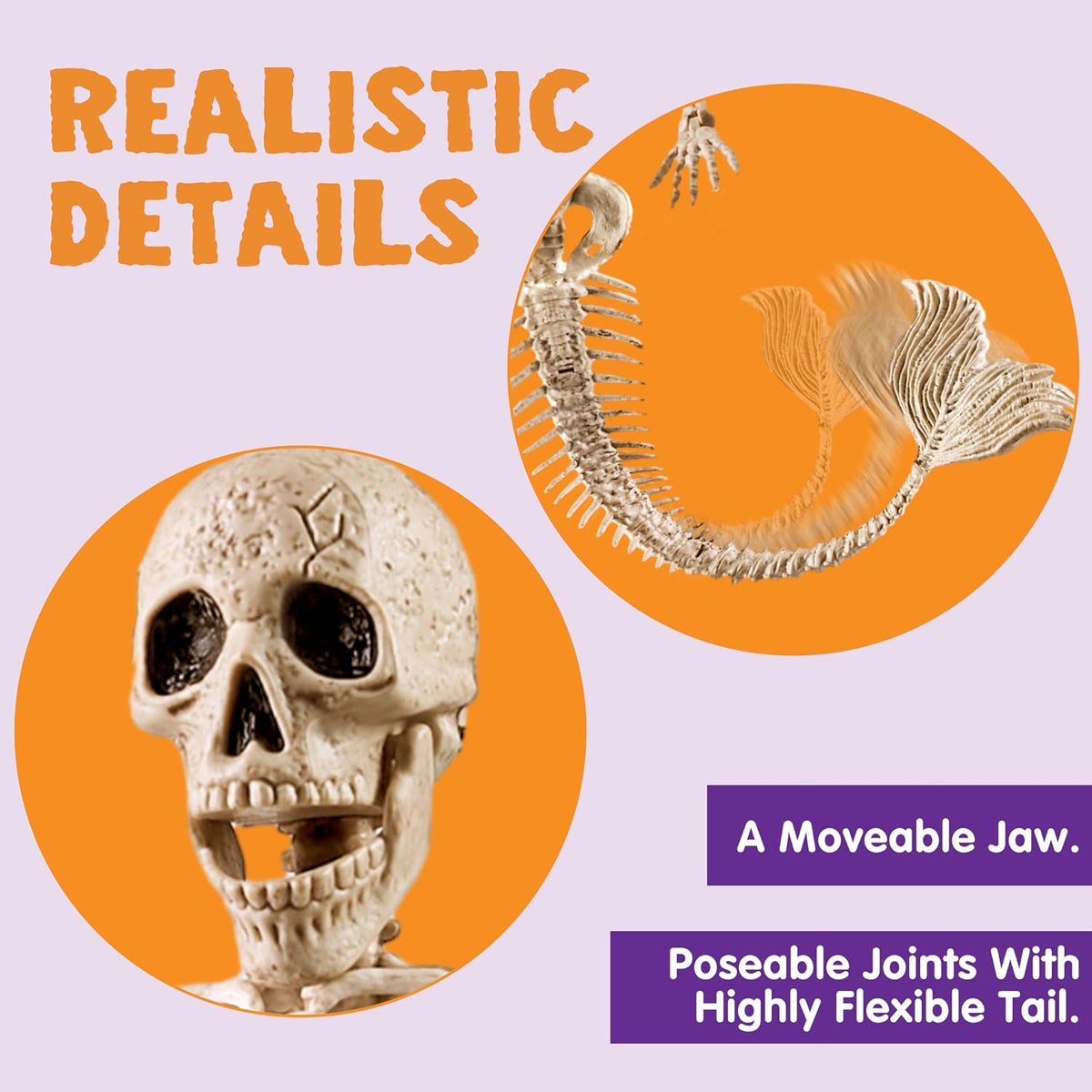 JOYIN 4 PCS 20” Mermaid Skeleton Hanging Plastic Bones Halloween Decorations ...