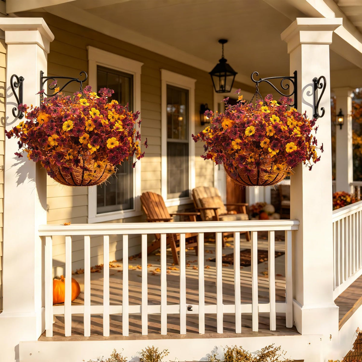 artificial fall flowers uv resistant outdoor autumn plants showing dimensions
