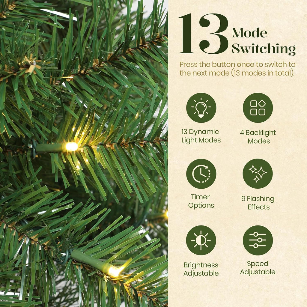 alupssuc 6ft prelit christmas tree, warm white lights, close-up detail