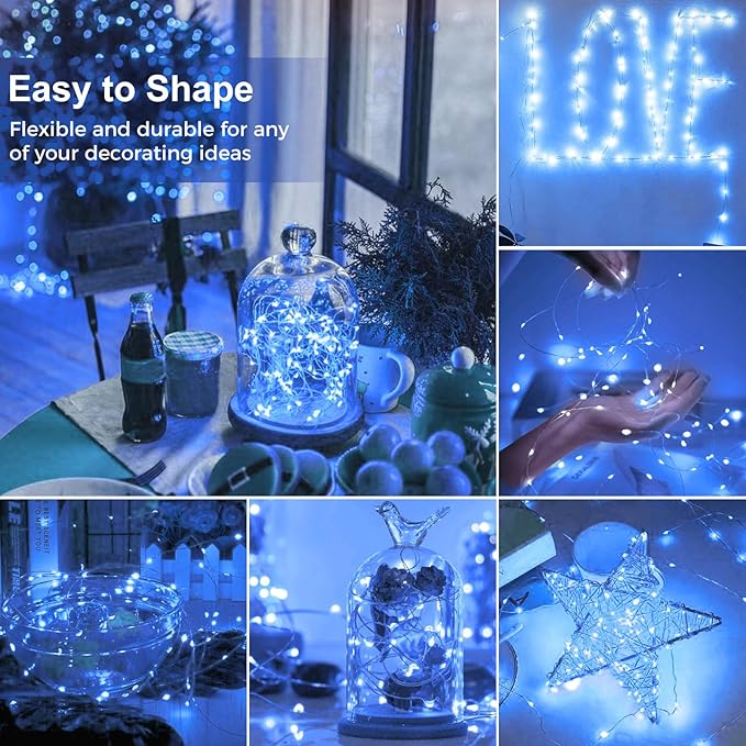 kolpop 30 Pack LED Fairy Lights Battery Operated, Mini Twinkle String Lights Battery Powered Waterproof for Christmas Mason Jars Party,Blue