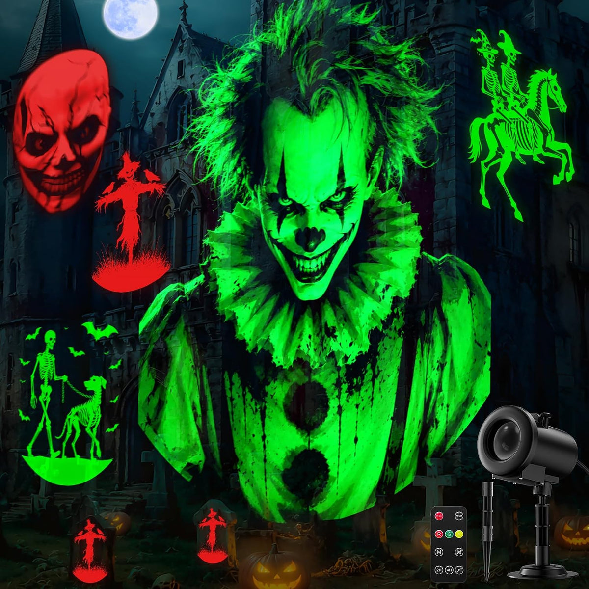 12-in-1 halloween projector lights, outdoor dynamic halloween projector, main product view