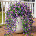 INQCMY Artificial Fake Hanging Flowers Plants for Outdoor Summer Decoration,2 PCS Faux Silk Daisy with Eucalyptus Leaves,UV Resistant Look Real for Outside Home Planter Porch Patio Balcony Yard Decor