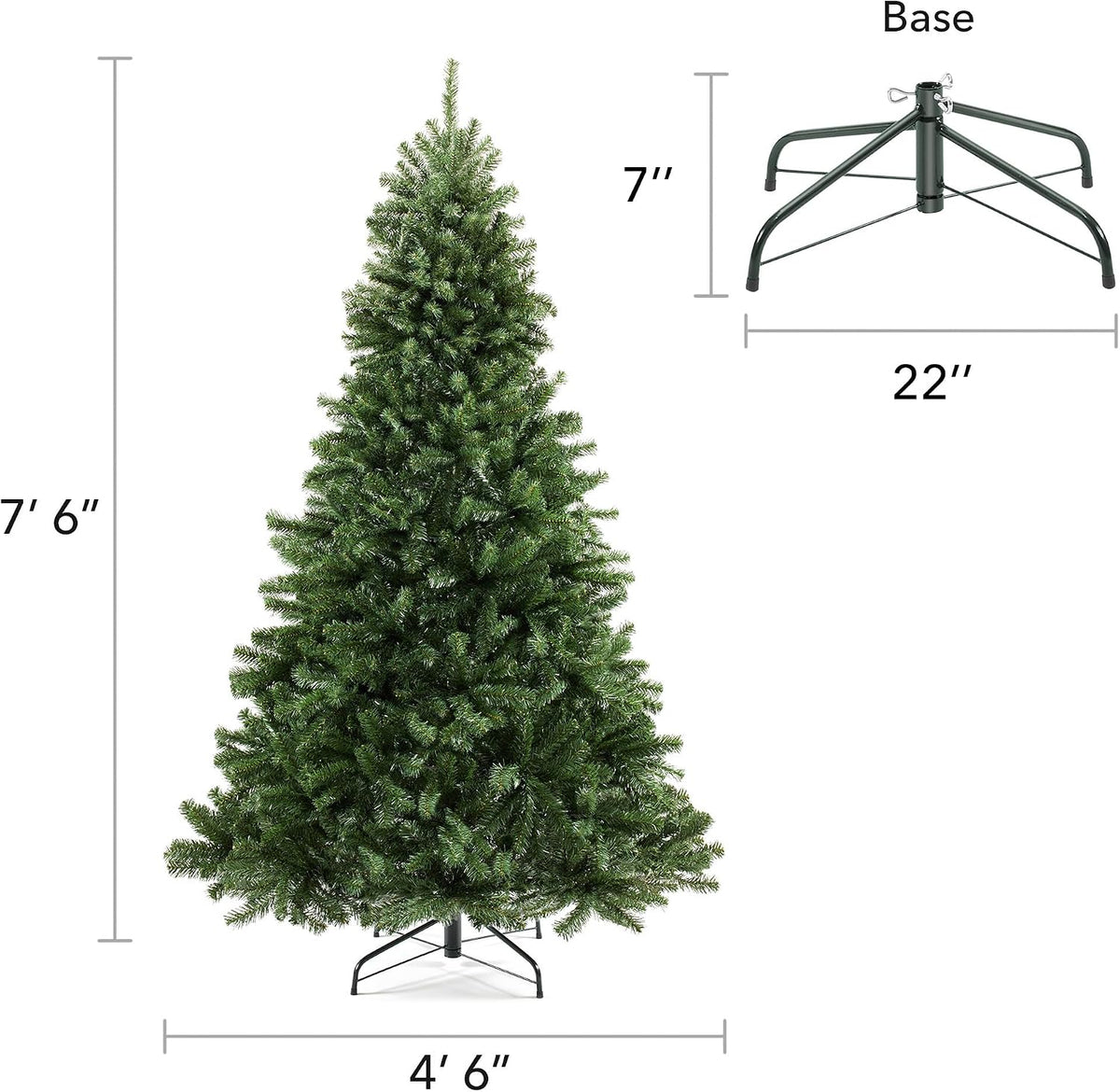 casafield 7.5ft realistic green spruce unlit artificial holiday, package contents