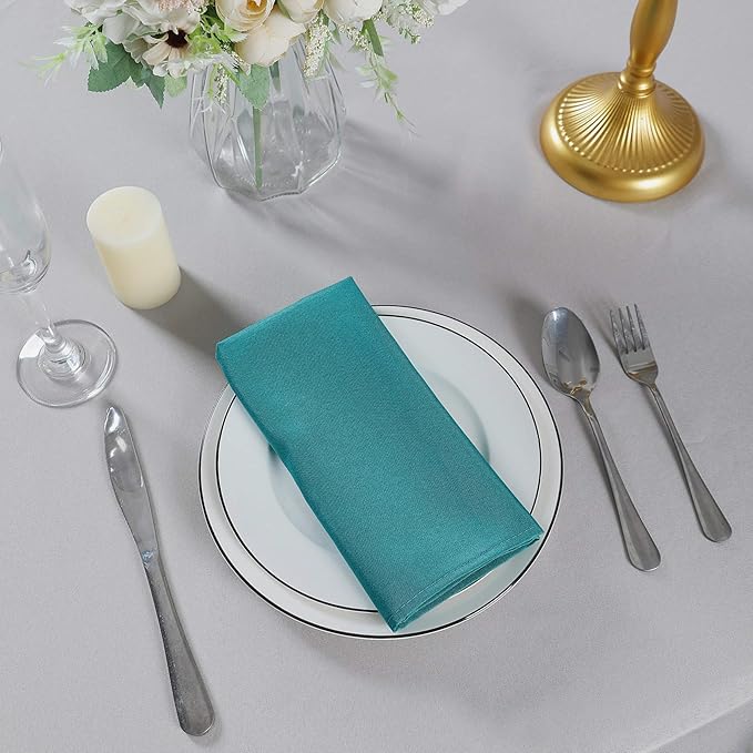 Cloth Napkins 20x20 inch Washable Polyester Dinner Napkins Soft Table Napkins for Wedding Party Dining Banquet(Teal,12PCS)