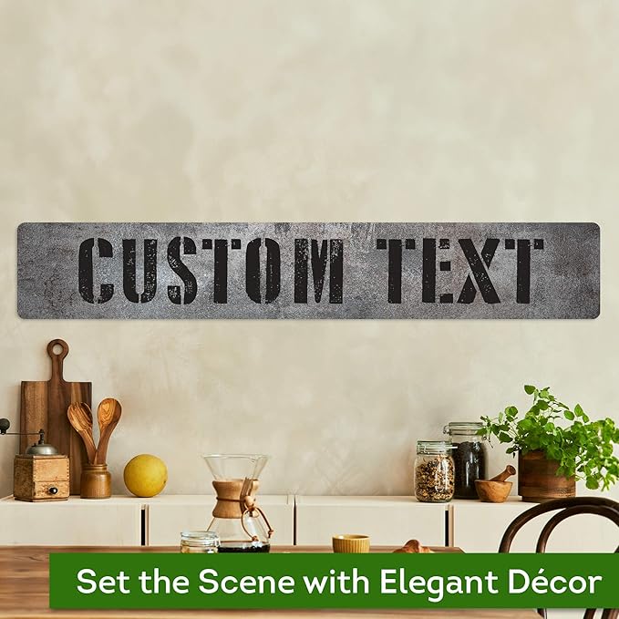Custom Sign, Custom Street Sign, 11 Font Colors, 13 Font Styles, 4 Hole Options, 22 Sizes, 6x36 Inches, Rust Free DiBound, Fade Resistant, Made in USA by My Sign Center (Grunge Metal)
