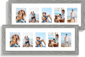 8x24 Picture Frame 2 Pack, Rustic Grey Wood Frame with Tempered Glass, Display Pictures Multiple Five 4x6 With Mat or 8 x 24 Without Mat - Horizontal or Vertical Wall Mounting