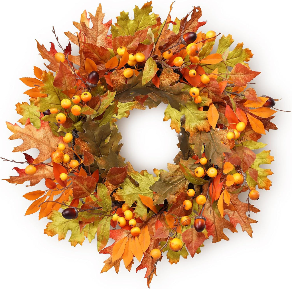 mumtop 22" fall wreaths for front door, thanksgiving, main product view