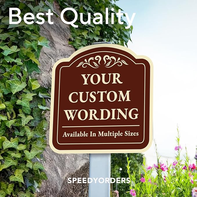 Custom Decorative Outdoor Metal Sign - Personalized Aluminum Driveway Sign, Waterproof, Made In USA - Design 1 Red Brick 18x18 In