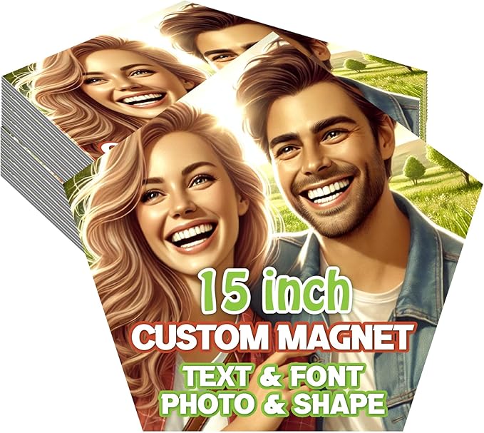 KETABAO – 15" Pentagon Custom Refrigerator and Car Photo Magnets - Personalize with Photos of Your Home, Office and Vehicle