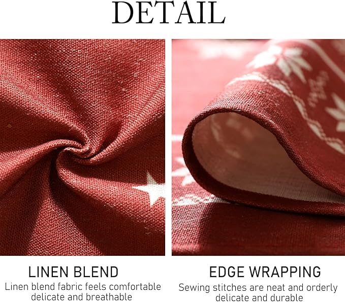 ISAENNE Designer Christmas Red Small Round Tablecloth,Linen Table Cloth with Snowflakes Pattern,Wrinkle Resistant Decor Tablecloths for Dining Kitchen Thanksgiving Christmas,Diameter 55"-Carol C