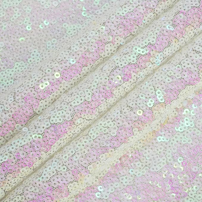 Eternal Beauty White Iridescent Sequin Backdrop, 4x7 Ft Glitter Background Curtains for Shimmer Photography Party Wedding Birthday Back Drop Decor