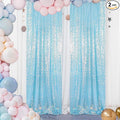 ShinyBeauty Aqua Backdrop Curtains Sequin Curtains 2 Panels 2FTx8FT Sequin Photo Backdrops Glitter Fabric Backdrop Aqua Blue Backdrops Wedding Birthday Parties Backgrounds（Iridescent Aqua）
