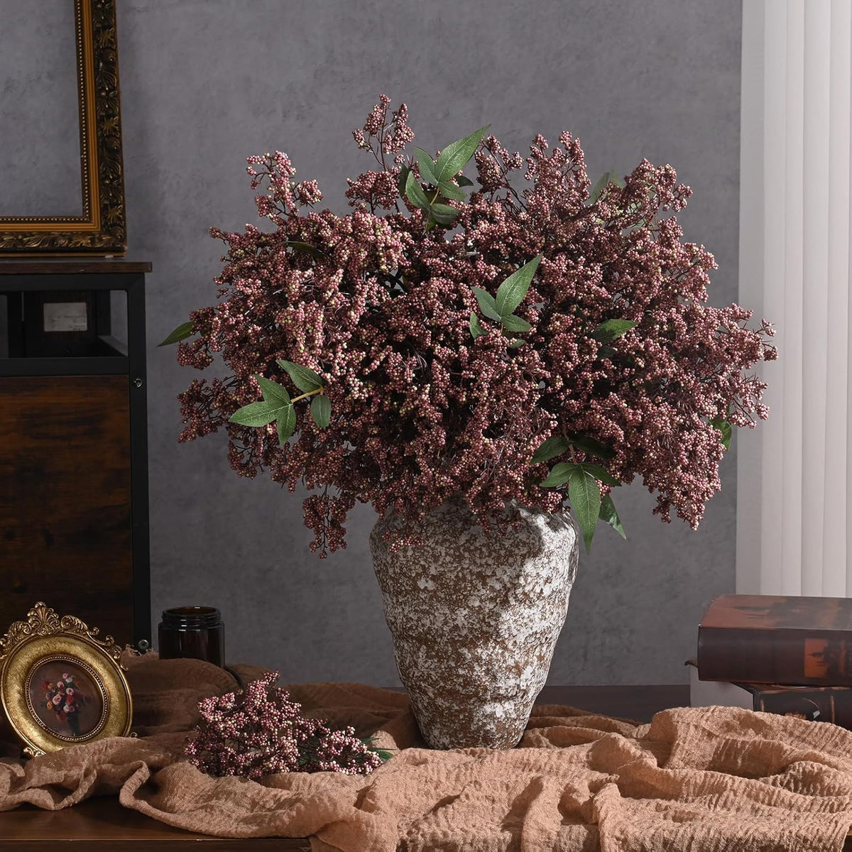 43in faux berry stems, artificial nandina fall decor, view 9