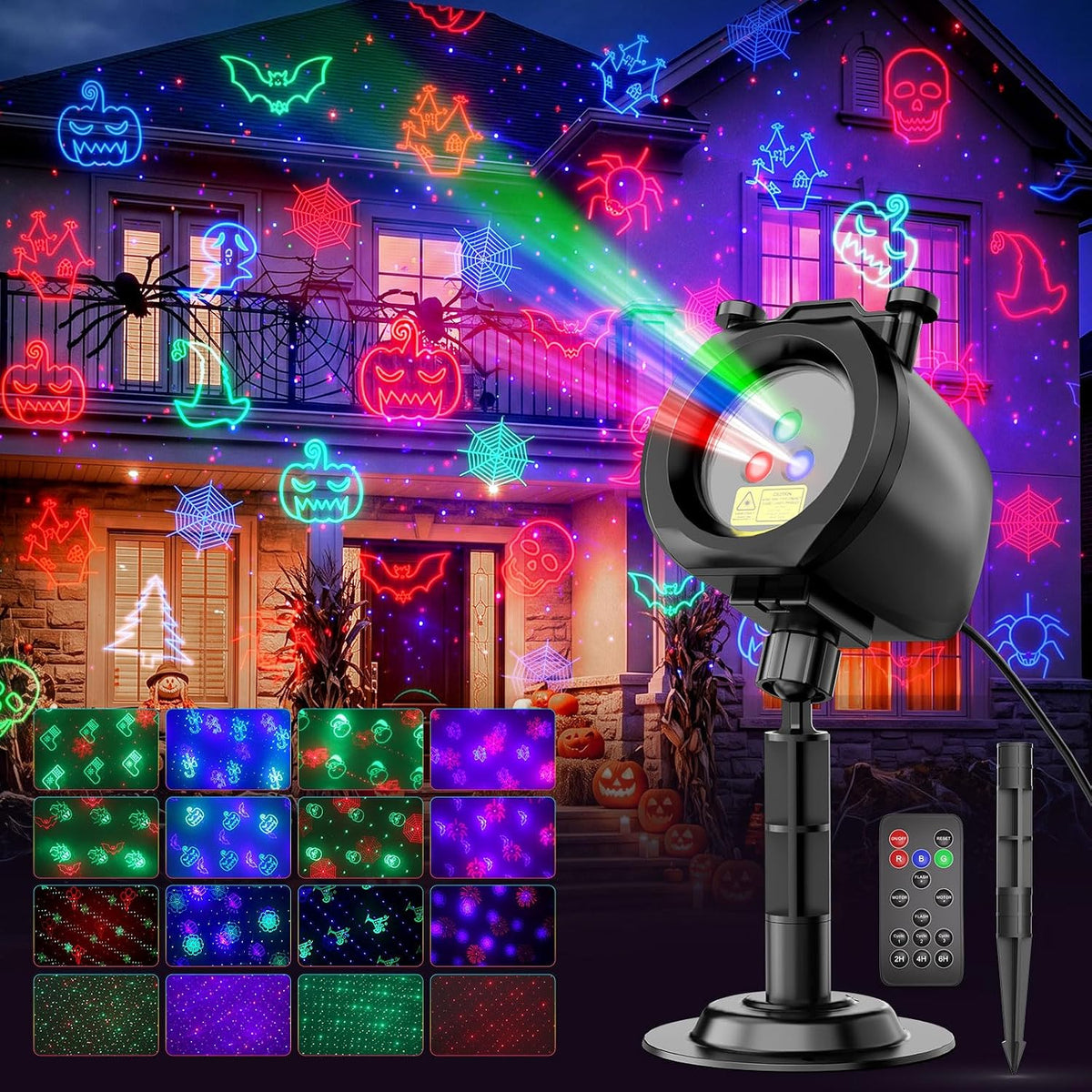 Christmas Laser Lights Outdoor, 2-in-1 Firefly Projector with 4 HD Slides