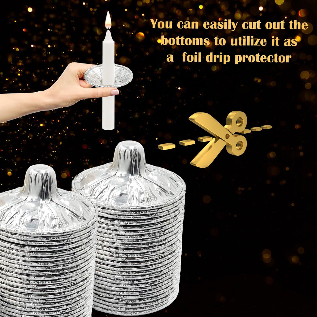 The Dreidel Company Extra Heavy Disposable Candle Holders, 100 Pack - Disposable Candle Drip Cup, Aluminum Foil Drip Cup Bobeches