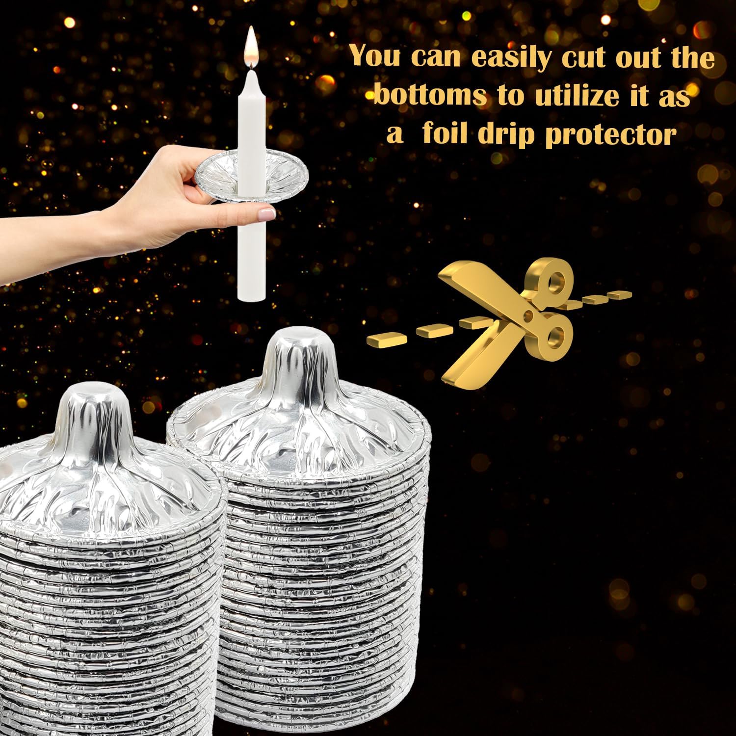 The Dreidel Company Extra Heavy Disposable Candle Holders, 100 Pack - Disposable Candle Drip Cup, Aluminum Foil Drip Cup Bobeches