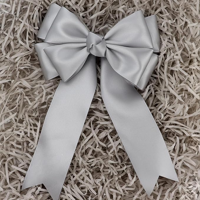 Gray Solid Satin Ribbon 2 Inch 25 Yards Solid Polyester Fabric Ribbon for Gift Wrapping Wedding Christmas Baby Shower Birthday Party Decoration Handmade Immortal Flower Craft