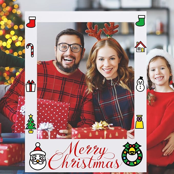 32 x 24 Inch Large Blank DIY Photo Booth Props Picture Frame Party Frame DIY Photo Booth Props Selfie for Birthday, Graduation, Christmas Holiday Party (White,Vertical)