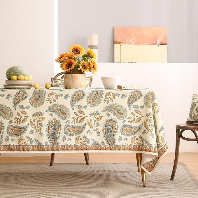 patdrea Designer Vintage Floral Tablecloth for Square Table,Linen Breathable Durable French Table Cloth,Durable Cover for Kitchen Dining,Christmas,Thanksgiving,Tea Party,67"x67"-Lysaniya