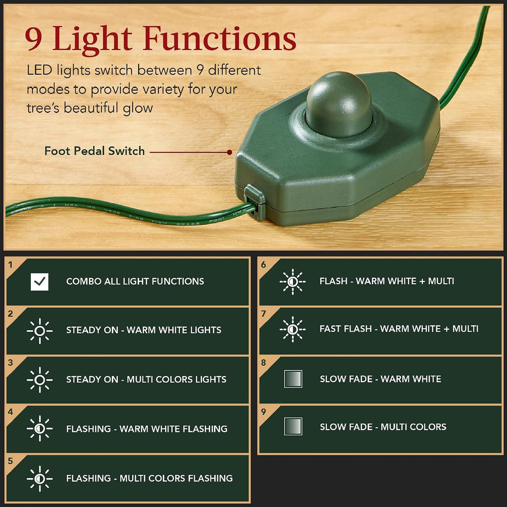 best choice products 7.5ft pre-lit scotch pine christmas, close-up detail