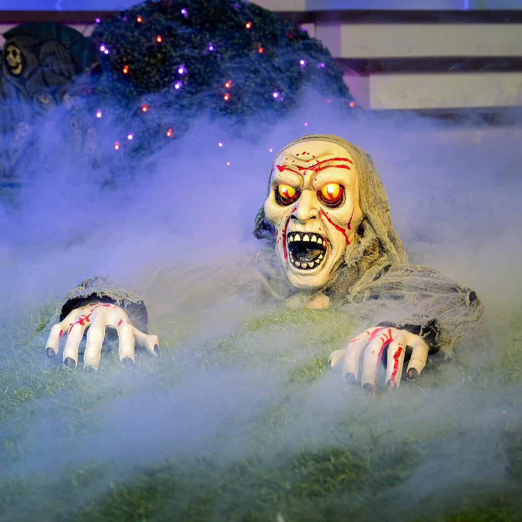joyin halloween decorations outdoor light-up zombie groundbreaker with on a desk or shelf
