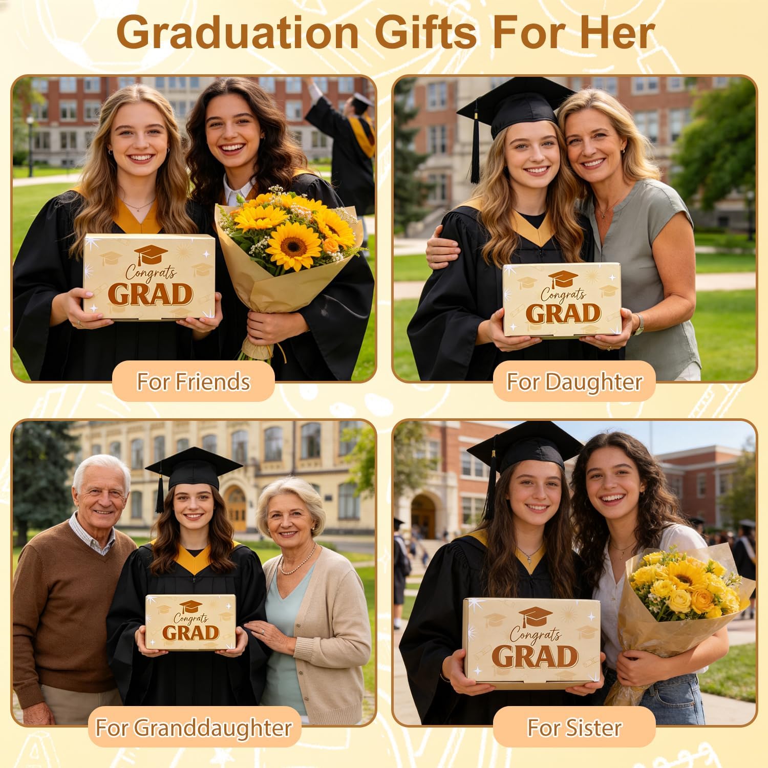 2026 Graduation Gifts for Hers, 12Pcs Graduation Gift Basket Grad Gift Box for High & Middle School Masters College Women Girl Daughter Sister Friend Nurse Granddaughter