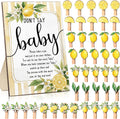Unittype 51 Pcs Don't Say Baby Shower Game Supplies Include Baby Shower Sign and 50 Mini Clothespins for Boys Girls Gender Reveal Party Game Prizes (Lemon)