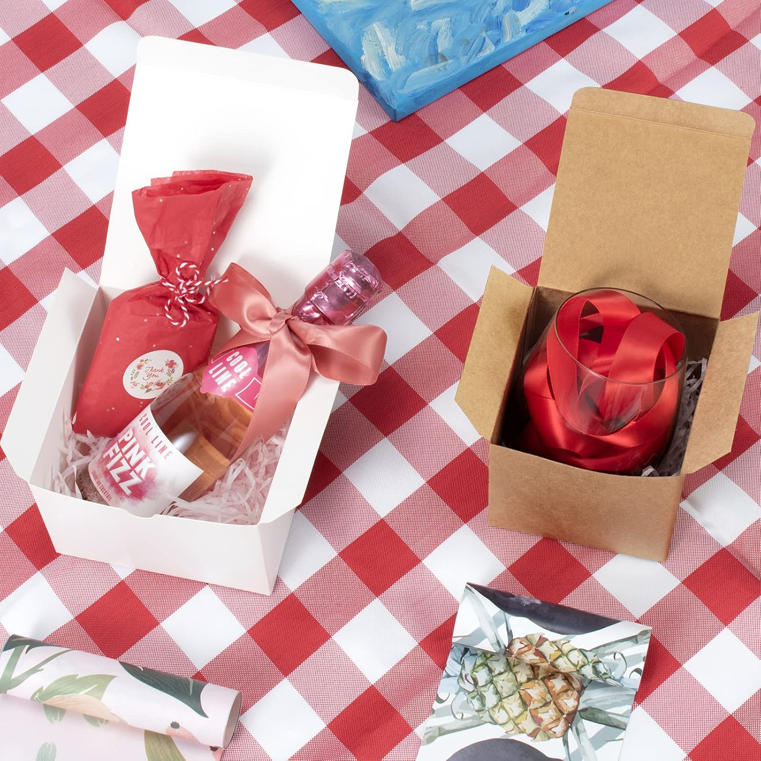 ValBox 3x3x3 White Cube Gift Boxes - 50pcs Recycled Paper Boxes with Lids for Gifts, Crafting, Cupcake & Party Favors