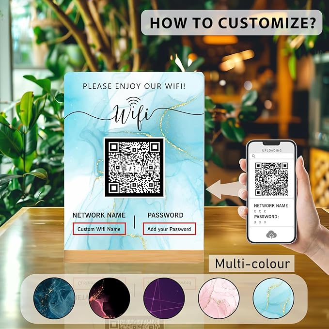 Personalized Custom Metal QR Code Sign Venmo Cashapp Scan to Pay with Stand Instagram Facebook Social Media QR Signs Bar Code QR Plaque Print for Business Salon Beauty Store Restaurant Wifi Sign (W4)