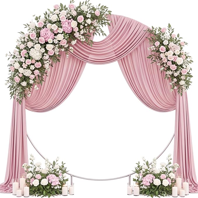 Wedding Arch Draping Fabric 29" x 19Ft Sheer Drapes for Backdrop Wedding Ceremony Reception Ceiling Decor Curtain Baby Bridal Shower Decoration (Dusty Rose, 1 Panel)