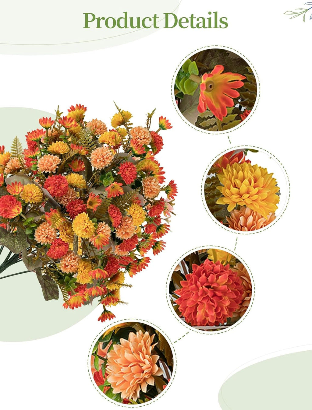 fall cemetery flowers for grave decorations, fake mums, side view