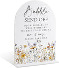 Wedding Signs for Ceremony and Reception, Boho Floral Acrylic Bubble Send Off Sign, Wedding Signage with Stand, Bridal Shower Table Centerpieces, Supplies for Engagement Reception and Event Party, 29