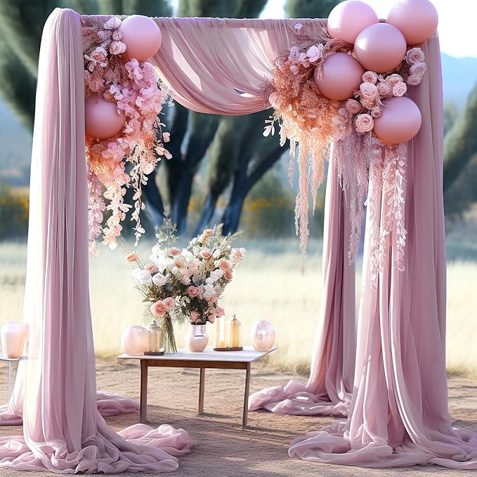 Arch Drapes for Wedding Arch Draping Fabric Dusty Rose Sheer Backdrop Curtain for Ceremony Bridal Party Decor 19Ft Length x 28" Width 1 Panel