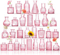 Bud Vases in Bulk 30, Small Vase for Flowers, Small Flower Vase for Centerpieces, Pink Glass Vases for Centerpieces, Mini Vintage Vases for Wedding Table Decor