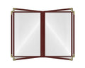 Goodsmart Restaurant Menu Covers – 25 Pack Burgundy 8-View Booklet 8.5" x 14", Side-Loading Vinyl & Plastic Menu Holders, Clear Menu Sleeves, Leather-Style Café Covers with Gold Corners