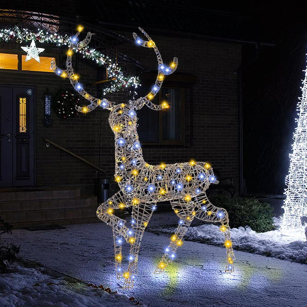 goplus 4.6 ft pre-lit christmas 3d reindeer, 170, main product view