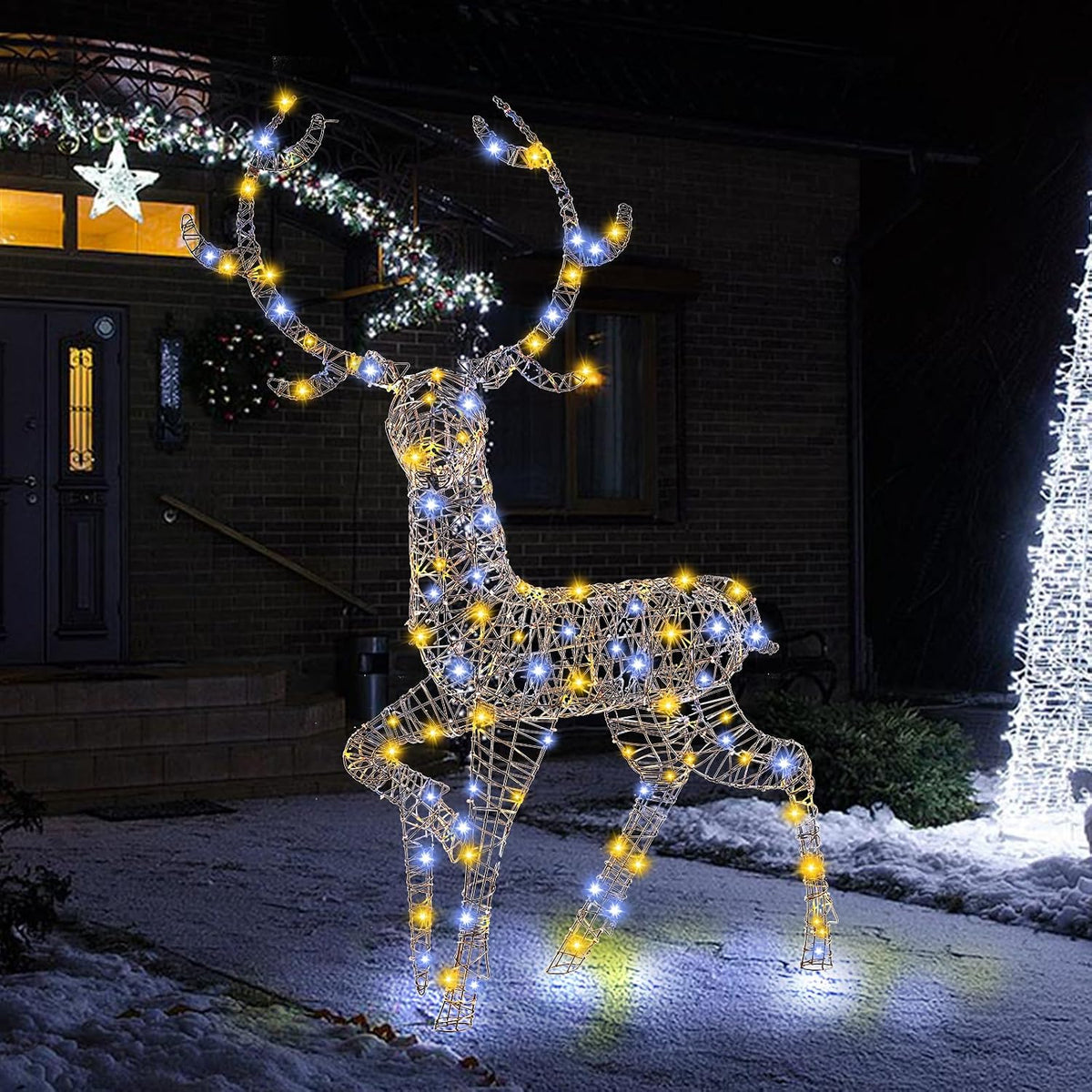 goplus 4.6 ft pre-lit christmas 3d reindeer, 170, main product view
