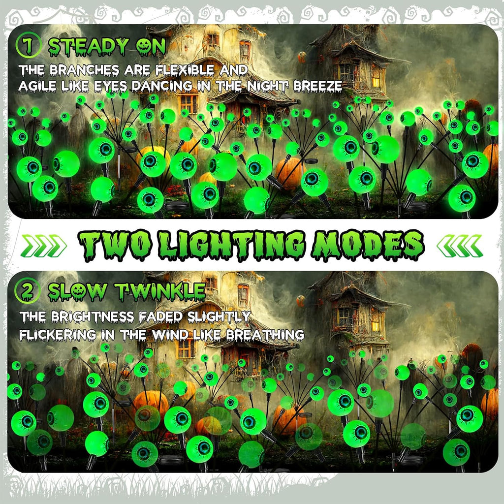 halloween decorations outdoor 36 led green solar eyeball, side view