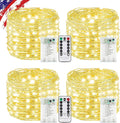 4Pack 80FT 240LED Fairy Lights Battery Operated with Remote & Timer | 8 Modes Twinkle String Lights Battery Powered Indoor Outdoor Waterproof for Bedroom Wedding Classroom Christmas Décor, Warm White