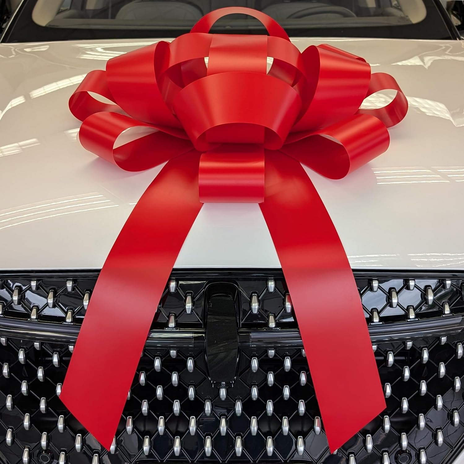 CarBowz Big Car Bow, Giant Bow, Non Scratch Magnet, Weather Resistant Vinyl (Red)