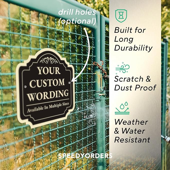 Custom Decorative Outdoor Metal Sign - Personalized Aluminum Driveway Sign, Waterproof, Made In USA - Design 2 Black Charcoal 12x12 In
