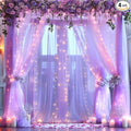 Lavender Tulle Backdrop Curtain with Lights String for Wedding Baby Shower 20×10ft Lavender Sheer Backdrop Curtain for Bridal Shower Birthday Party Photoshoot Background Decorations(4 Panels 5×10ft)