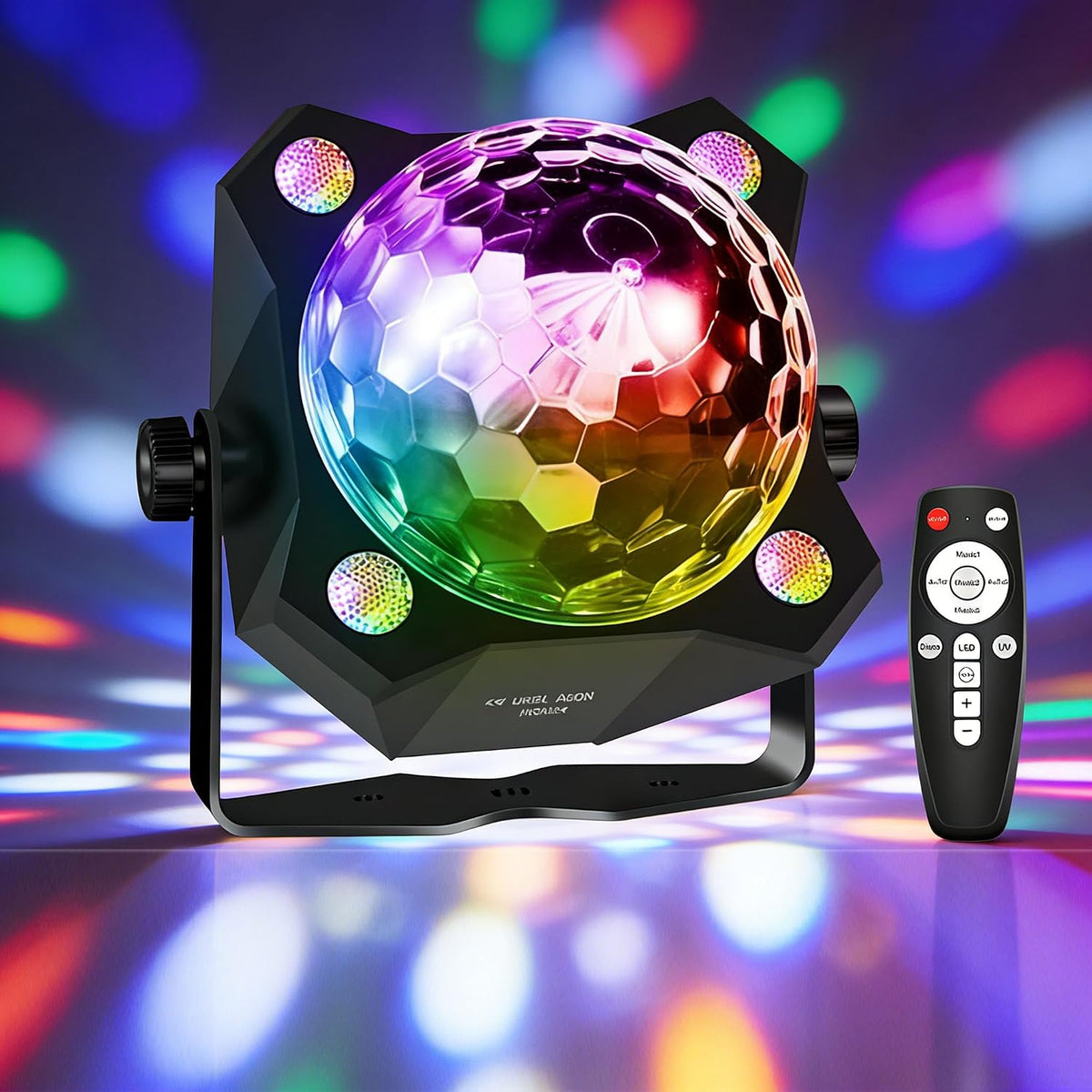 LED Disco Ball Party Light, Sound Activated Remote, 6 Color Strobe Lamp