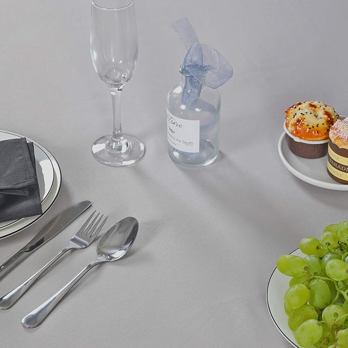 Rectangle Tablecloth 90x156 inch Washable Polyester Fabric Table Cloth for Wedding Party Dining Banquet Decoration（90x156, Silver）