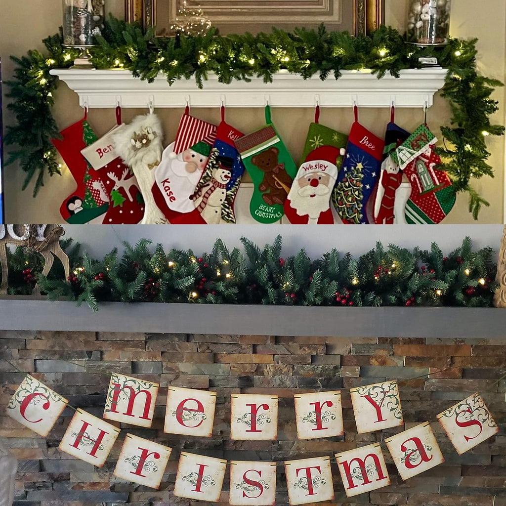 homekaren christmas garland 9 ft by 12 inch on a desk or shelf