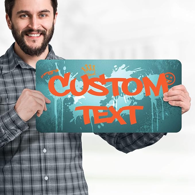 Custom Sign, Custom Street Sign, 11 Font Colors, 13 Font Styles, 4 Hole Options, 22 Sizes, 9x18 Inches, Rust Free DiBound, Fade Resistant, Made in USA by My Sign Center (Graffiti)