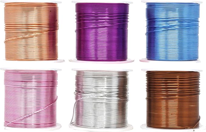 Mandala Crafts 20 Gauge Anodized Aluminum Craft Wire for Jewelry Making - 450 FT Colored Flexible Silver Copper Purple Pink Brown Ice Blue Wire - Bendable for Bonsai Armature Crafting Sculpting