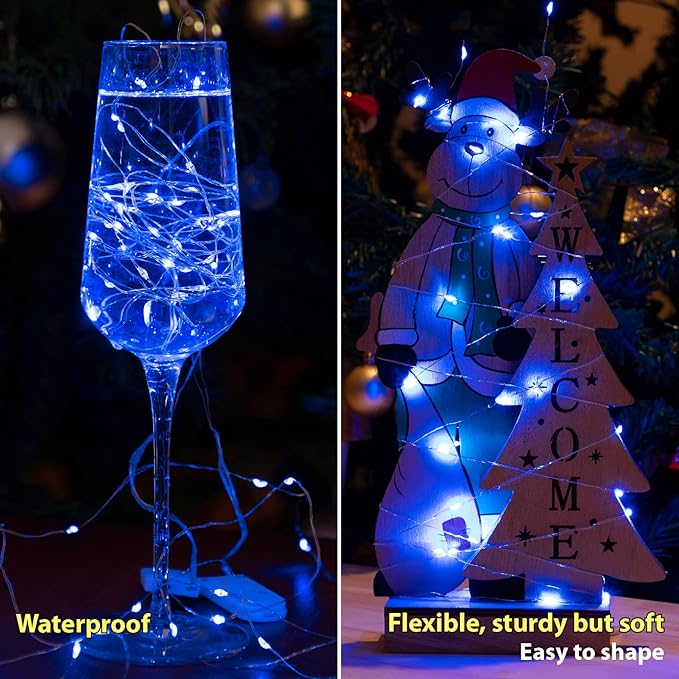 HXWEIYE 12 Pack 7ft 20LED Blue Fairy Lights Battery Operated for Mason Jar DIY Wedding Party Bedroom Patio Christmas Décor