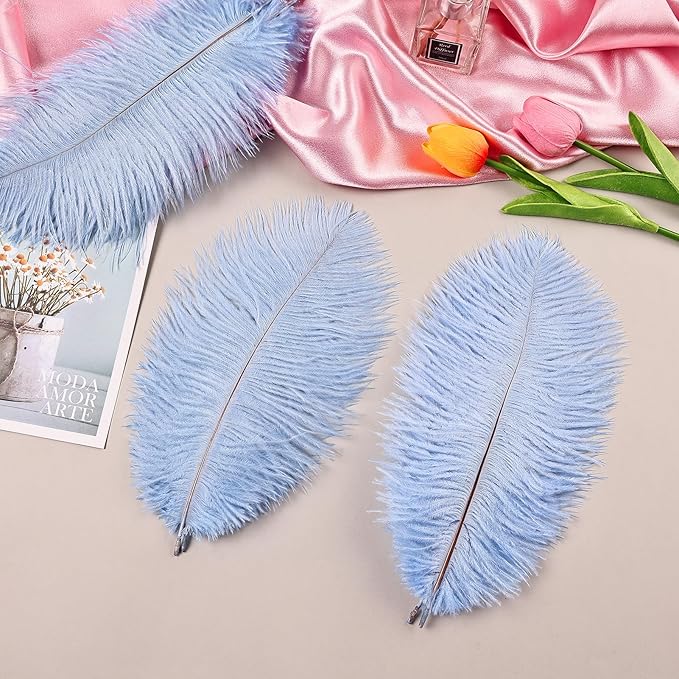 THARAHT Light Purple Ostrich Feathers 12pcs Natural Bulk 8-10Inch 20cm-25cm for Crafts Wedding Party Centerpieces Easter Gatsbi and Home Decoration Feathers